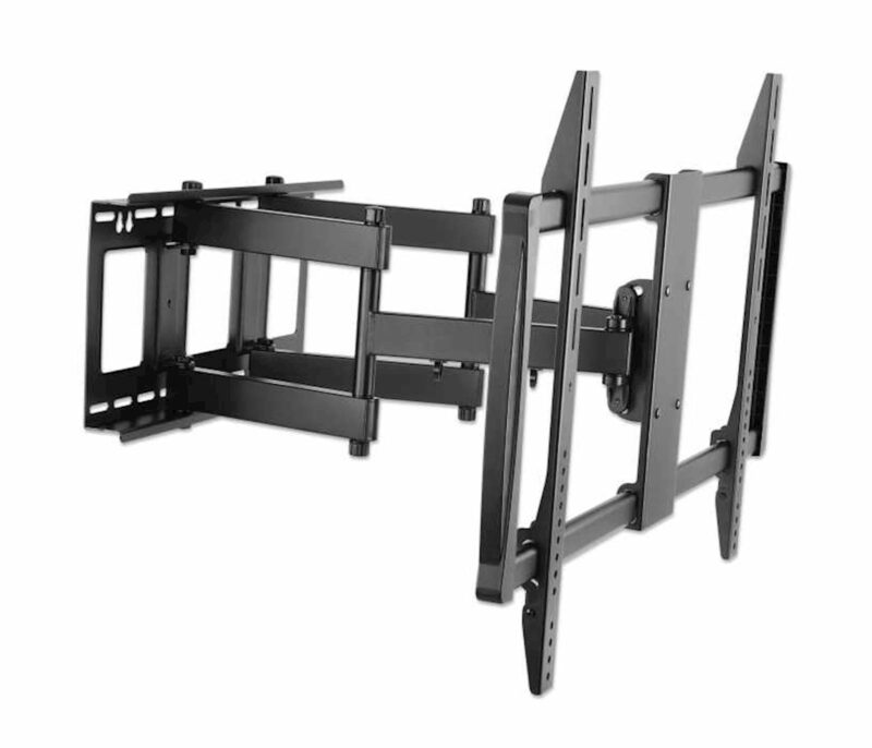 Stenski TV nosilec roka 60''-100' MANHATTAN, 80kg, dvojna roka, naklon -15°do 5°, črne barve