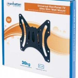 Stenski fiksni TV nosilec 23''-42'' MANHATTAN, 30kg, črne barve, ultra tanek