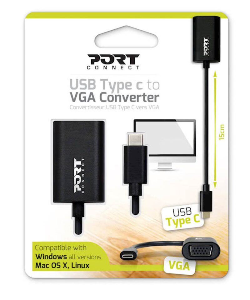 Pretvornik PORT USB-C v VGA, resolucija: 1920 x 1200 ali 1080p