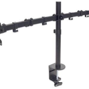 Namizni nosilec za 2 monitorja 13''-32'' MANHATTAN, 8kg, tro sklepni, naklon ±45°, črne barve