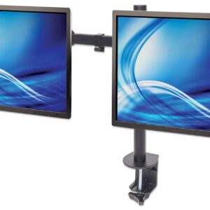 Namizni nosilec za 2 monitorja 13''-32'' MANHATTAN, 8kg, tro sklepni, naklon ±45°, črne barve