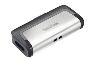 USB C & USB DISK SANDISK 64GB ULTRA DUAL, 3.1/3.0, srebrno-črn, drsni priključek