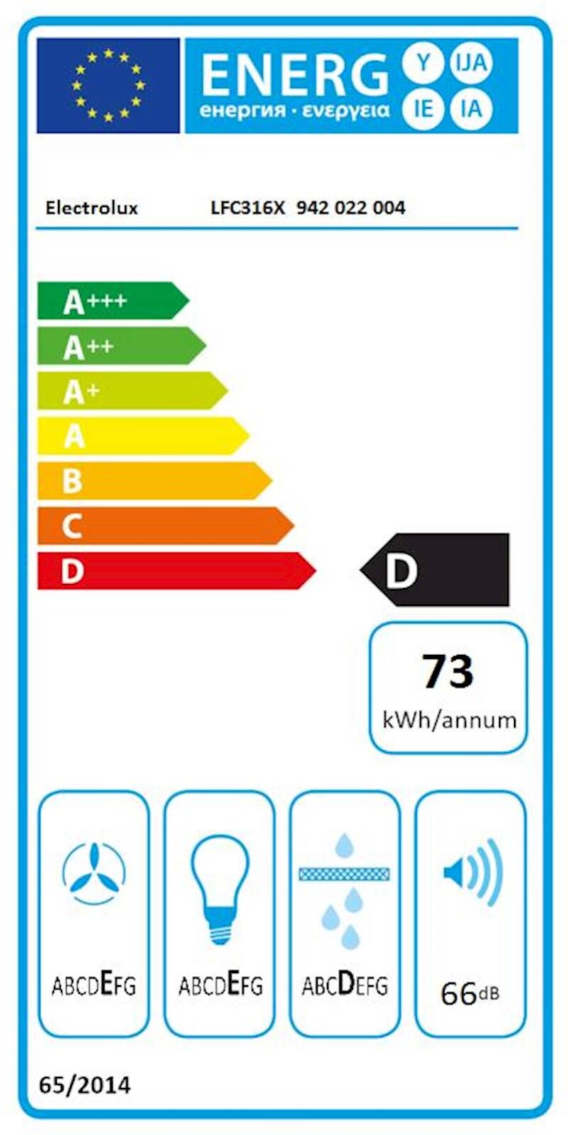 Kuhinjska napa Electrolux LFC316X, 60 cm,kaminska