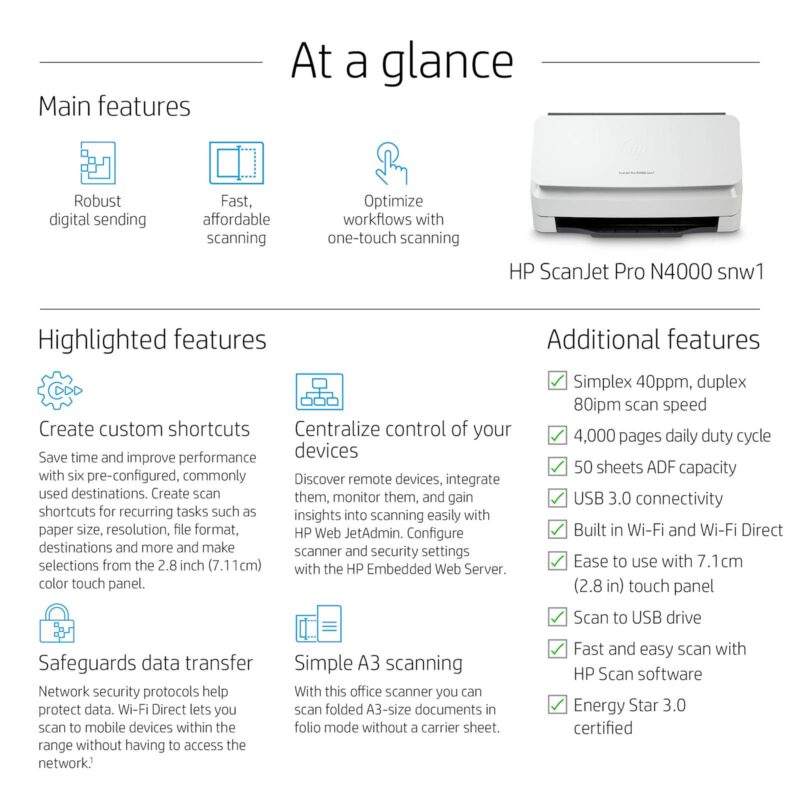 Optični čitalnik HP ScanJet Pro N4000 snw1