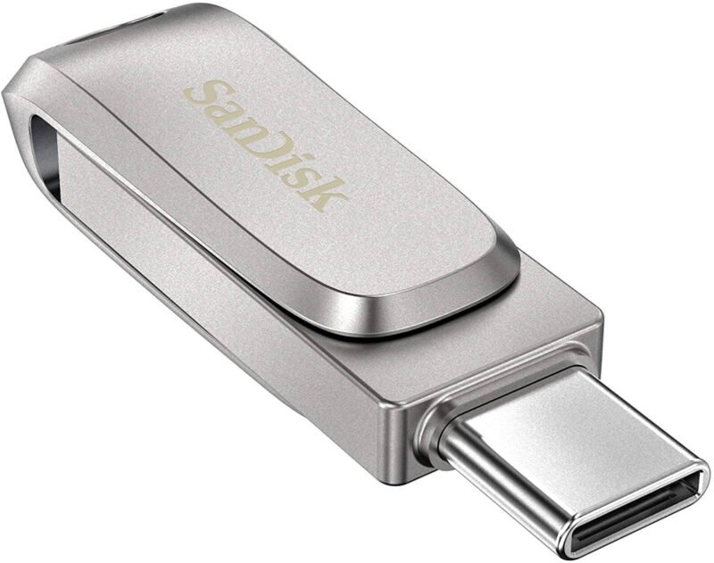 USB C & USB DISK SanDisk 64GB Ultra Dual LUXE, 3.1, srebrn, Type-A in C, kovinski, branje do 150MB/s