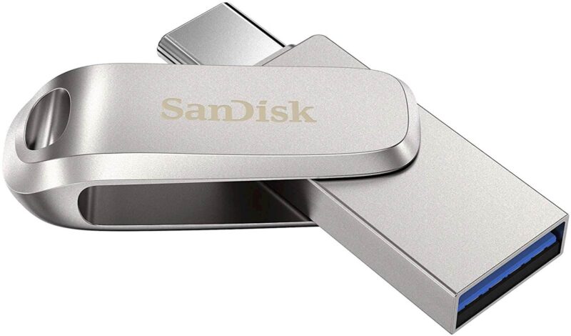 USB C & USB DISK SanDisk 128GB Ultra Dual LUXE, 3.1, srebrn, kovinski, branje do 150MB/s
