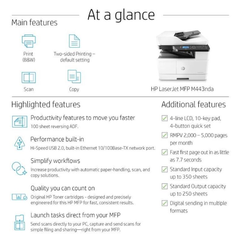 Večfunkcijska laserska naprava HP LaserJet MFP M443nda