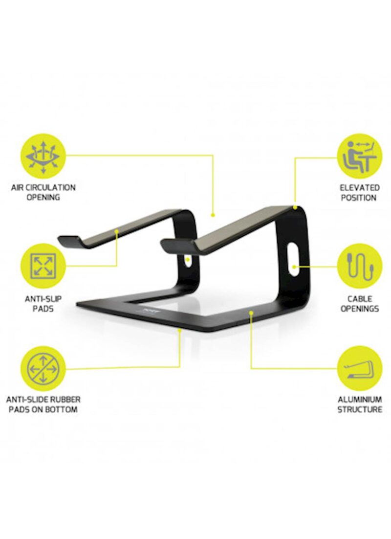 Stojalo PORT za prenosnik do 15" aluminij / ergonomska