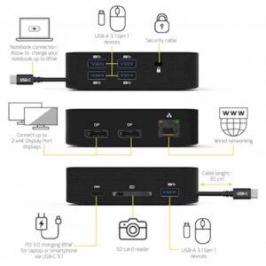 Docking Station PORT Type C, potovalni, 2x4K