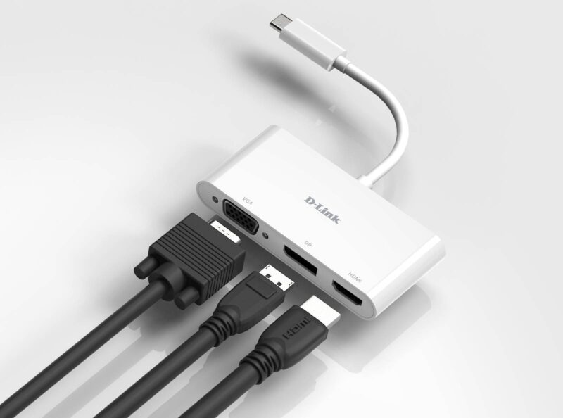 DLINK 3-v-1 adapter USB-C  HDMI / VGA / DisplayPort