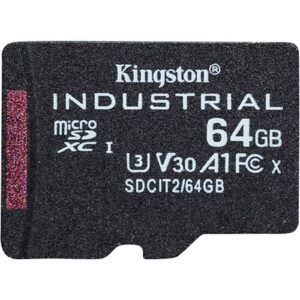 SDXC Kingston micro 64GB Industrial, 100/80MB/s, Class 10, UHS-I, U3, V30, A1 SDXC Kingston micro 64GB Industrial, 100/80MB/s, Class 10, UHS-I, U3, V30, A1