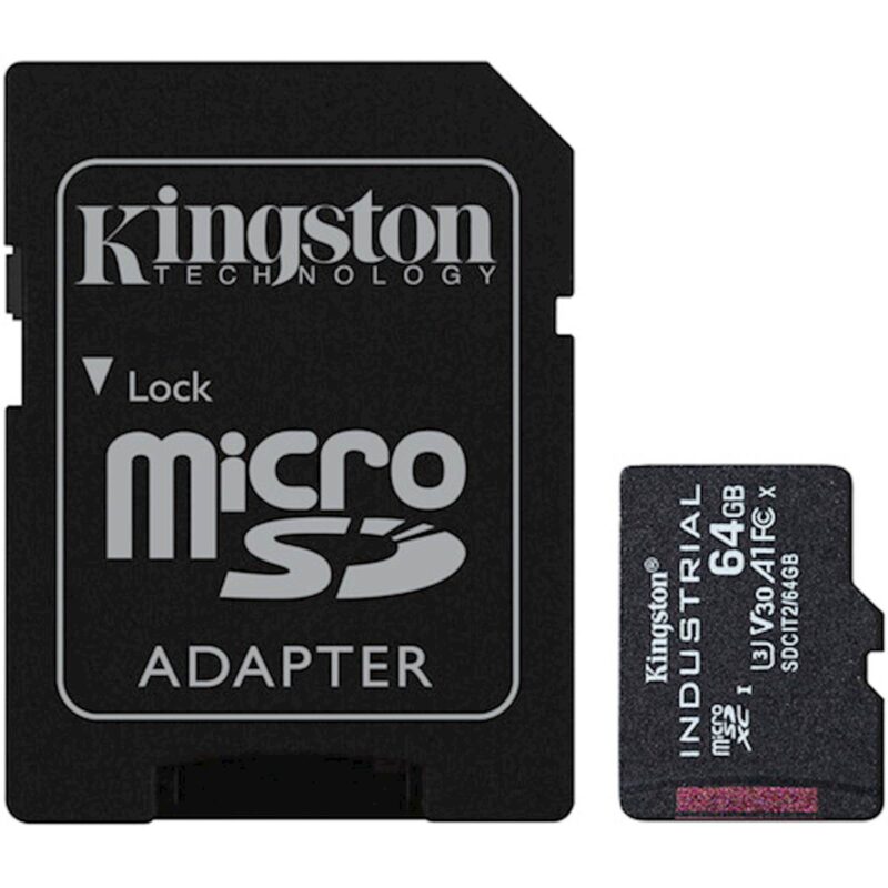 SDXC Kingston micro 64GB Industrial, 100/80MB/s, Class 10, UHS-I, U3, V30, A1