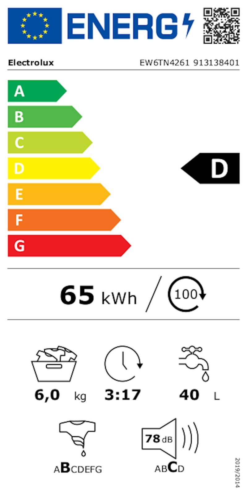 Pralni stroj Electrolux EW6TN4261, 6 kg, zgoraj polnjenje