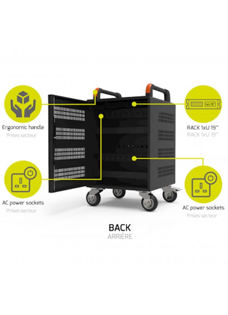 Metalna USB polnilna omara PORT 20 NB+19" rack 1xU