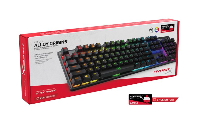 Tipkovnica HP HyperX Alloy Origins RGB, HyperX Red mehanična stikala,format polne velikost