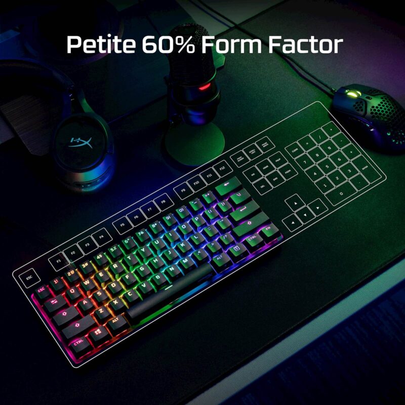 Tipkovnica HP HyperX Alloy Origins 60 RGB, manjši format, mehanična, HyperX Red, linear, US