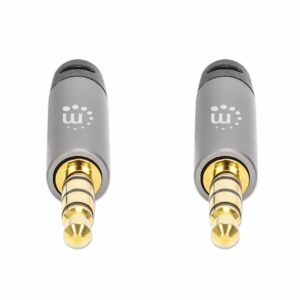 Kabel 3,5 mm Stereo moški/moški MANHATTAN, 1 m, črno/srebrna