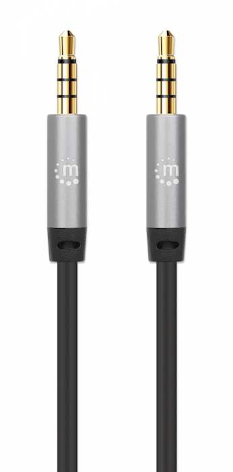 Kabel 3,5 mm Stereo moški/moški MANHATTAN, 3 m, črno/srebrna