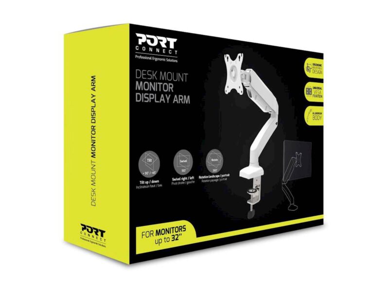 Namizni nosilec PORT za monitor, do 32", max 8 kg, aluminj