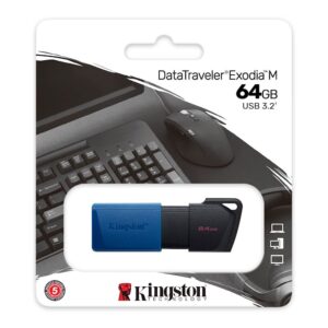 USB disk Kingston 64GB DT Exodia M, 3.2 Gen1, črno moder, drsni priključek