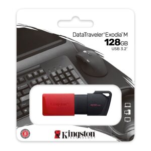 USB disk Kingston 128GB DT Exodia M, 3.2 Gen1, črno rdeč, drsni priključek
