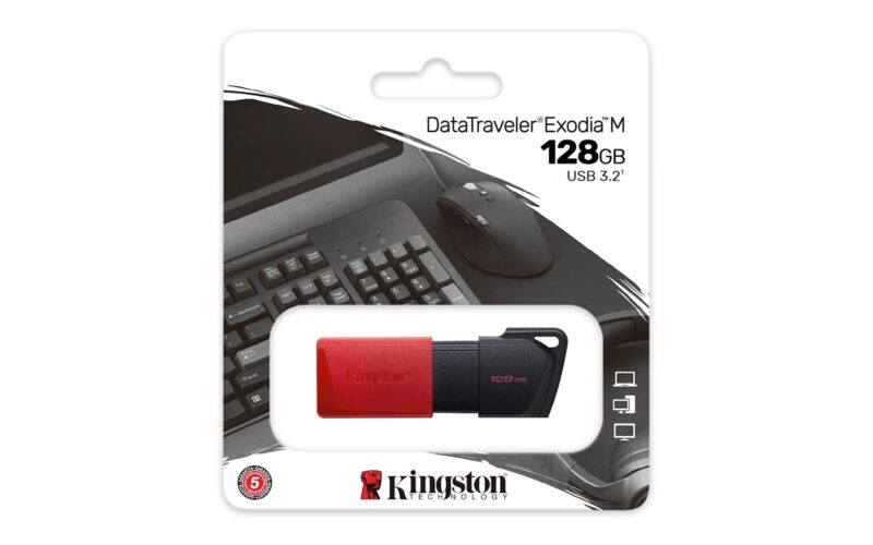 USB disk Kingston 128GB DT Exodia M, 3.2 Gen1, črno rdeč, drsni priključek