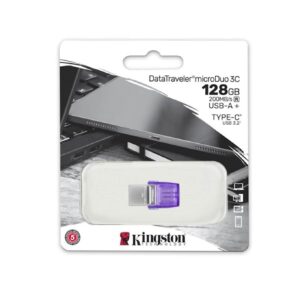 USB C & USB DISK Kingston 128GB DT microDuo3G3, 3.2 Gen1, OTG, s pokrovčkom