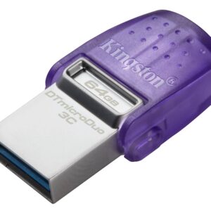 USB C & USB DISK Kingston 64GB DT microDuo3G3, 3.2 Gen1, OTG, s pokrovčkom