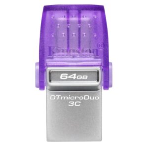 USB C & USB DISK Kingston 64GB DT microDuo3G3, 3.2 Gen1, OTG, s pokrovčkom