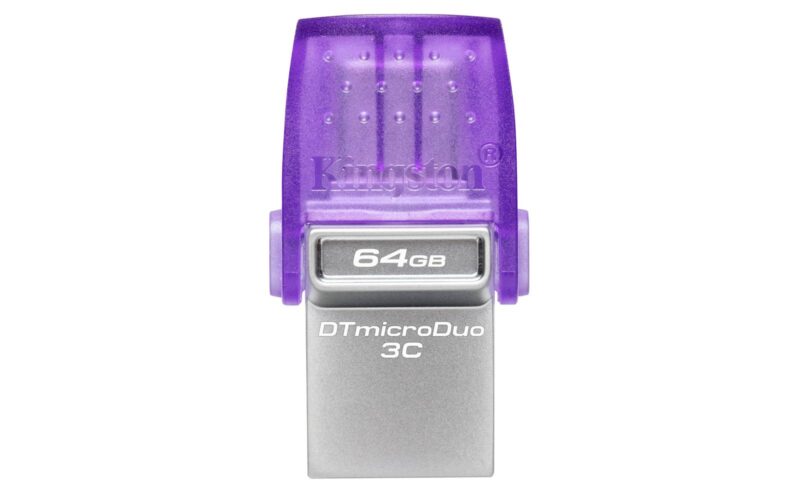USB C & USB DISK Kingston 64GB DT microDuo3G3, 3.2 Gen1, OTG, s pokrovčkom