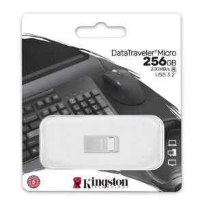 USB DISK KINGSTON 256GB DT Micro, 3.1, srebrn, kovinski, micro format, 3.2, srebrn, kovinski