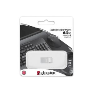 USB DISK KINGSTON 64GB DT Micro, 3.1, srebrn, kovinski, micro format, 3.2, srebrn, kovinski