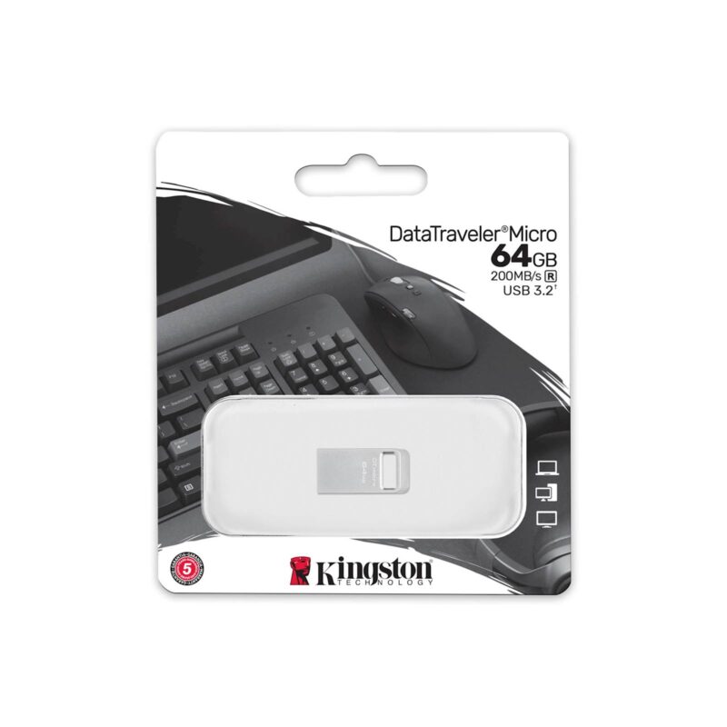 USB DISK KINGSTON 64GB DT Micro, 3.1, srebrn, kovinski, micro format, 3.2, srebrn, kovinski