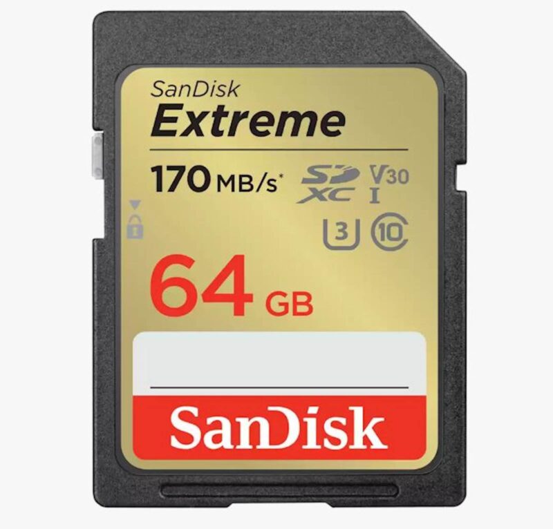 SDXC SANDISK 64GB EXTREME, 170/80 MB/s, UHS-1, C10, U3, V30 SDXC SANDISK 64GB EXTREME, 170/80 MB/s, UHS-1, C10, U3, V30