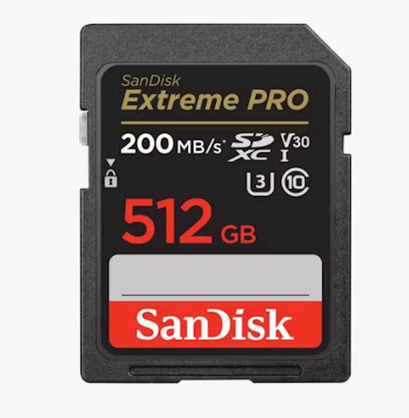 SDXC SANDISK 512GB EXTREME PRO, 200/140MB/s, UHS-I, C10, U3, V30 SDXC SANDISK 512GB EXTREME PRO, 200/140MB/s, UHS-I, C10, U3, V30