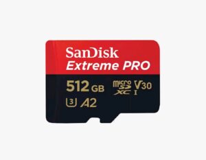 SDXC SANDISK MICRO 512GB EXTREME PRO, 200/140MB/s, A2, UHS-I, C10, V30, U3, adapter