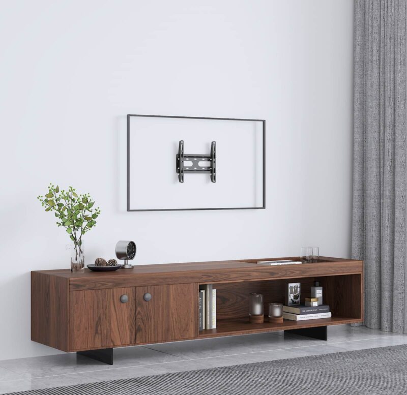 Stenski fiksni TV nosilec 23''-43'' MANHATTAN, 45kg, črne barve, ultra tanek