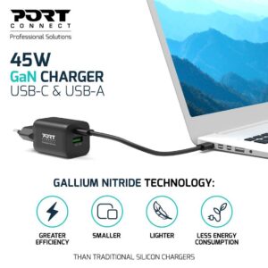 Napajalnik PORT GaN USB-C/ USB-A 45W