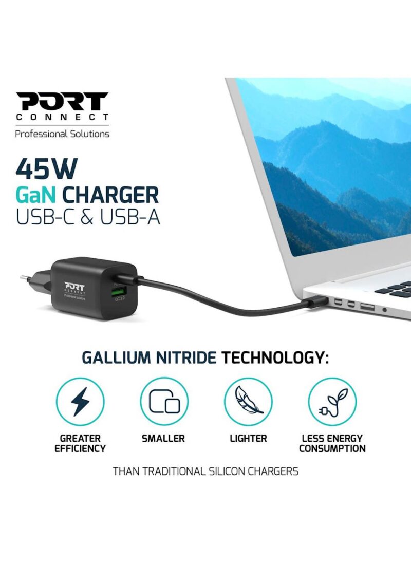 Napajalnik PORT GaN USB-C/ USB-A 45W