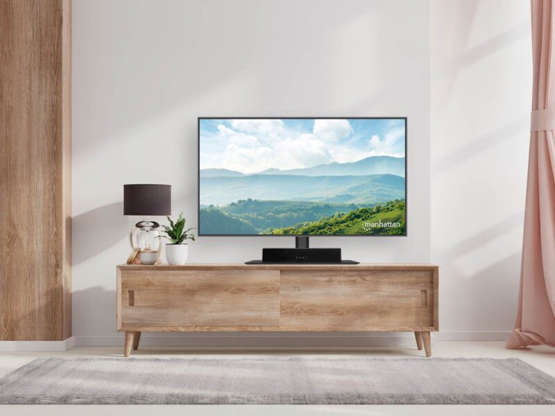 Namizni TV nosilec 32''-65'' MANHATTAN 45kg, po višini nastavljiv, črne barve