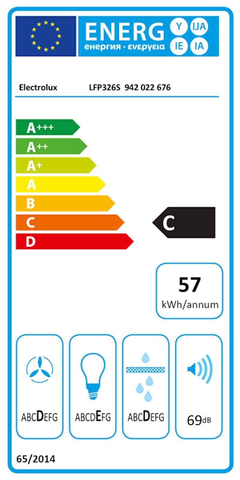 Vgradna izvlečna napa Electrolux LFP326S, 60 cm