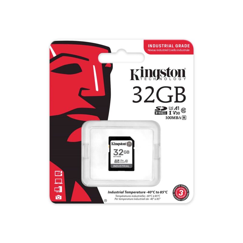 SDHC Kingston 32GB Industrial, do 100MB/s, Class 10, UHS-I, U3, V30, A1