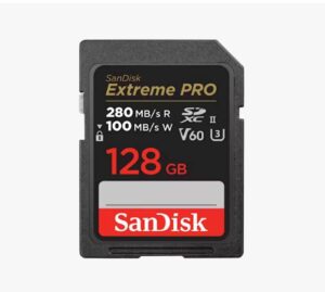 SDXC SANDISK 128GB EXTREME PRO, UHS-II, 280/100MB/s, V60, U3, C10