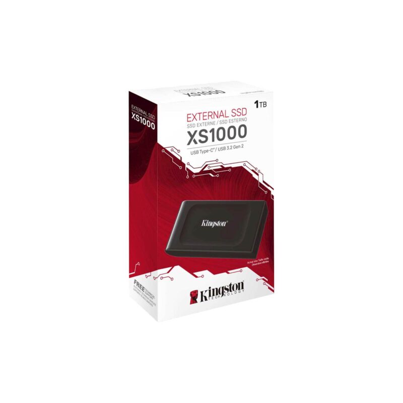 SSD Kingston prenosni 1TB XS1000 črn, USB A 3.2, 1050/1000MB/s