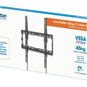 Stenski nagibni TV nosilec 32''-70'' MANHATTAN, 35kg, naklon 0° do -8°, črne barve
