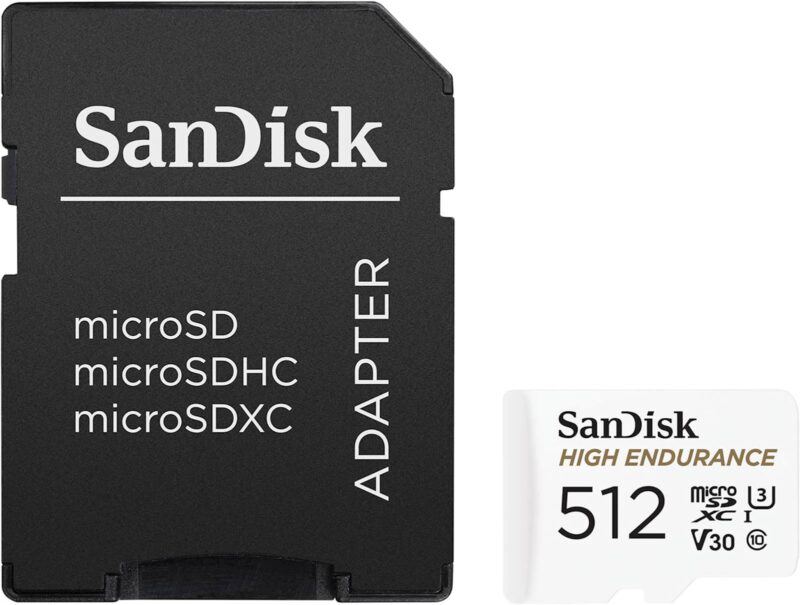 SDXC SANDISK MICRO 512GB HIGH ENDURANCE VIDEO, 100/40MB/s, UHS-I, U3, C10, V30, adapter
