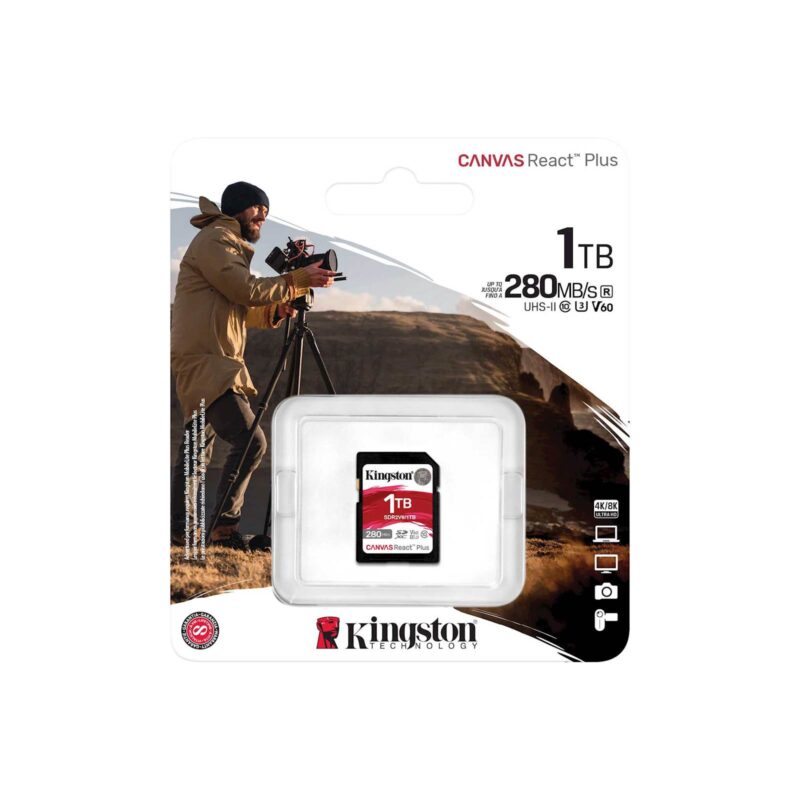 SDXC KINGSTON 1TB Canvas REACT Plus, 280/150MB/s, UHS-II, C10, U3, V60, 4K