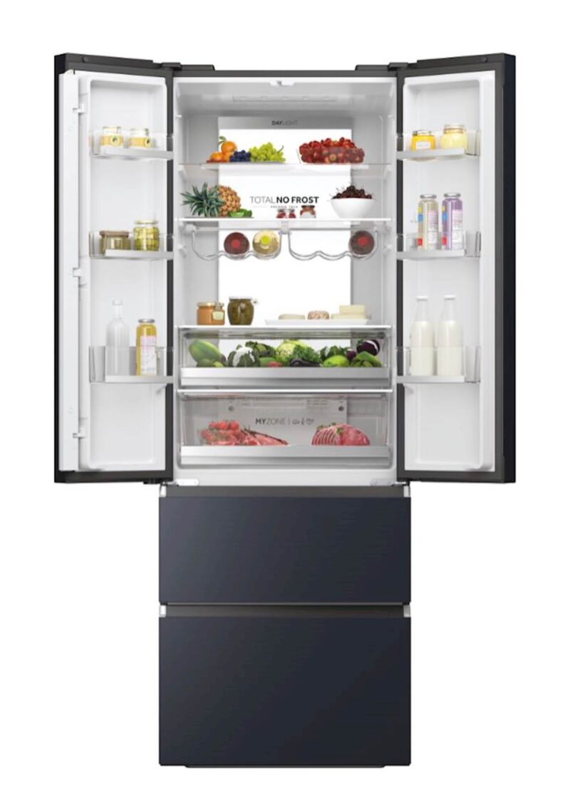 Hladilnik HAIER HFW7720ENMB, 200,6 cm, E, 477 l, French Door, iconic črna