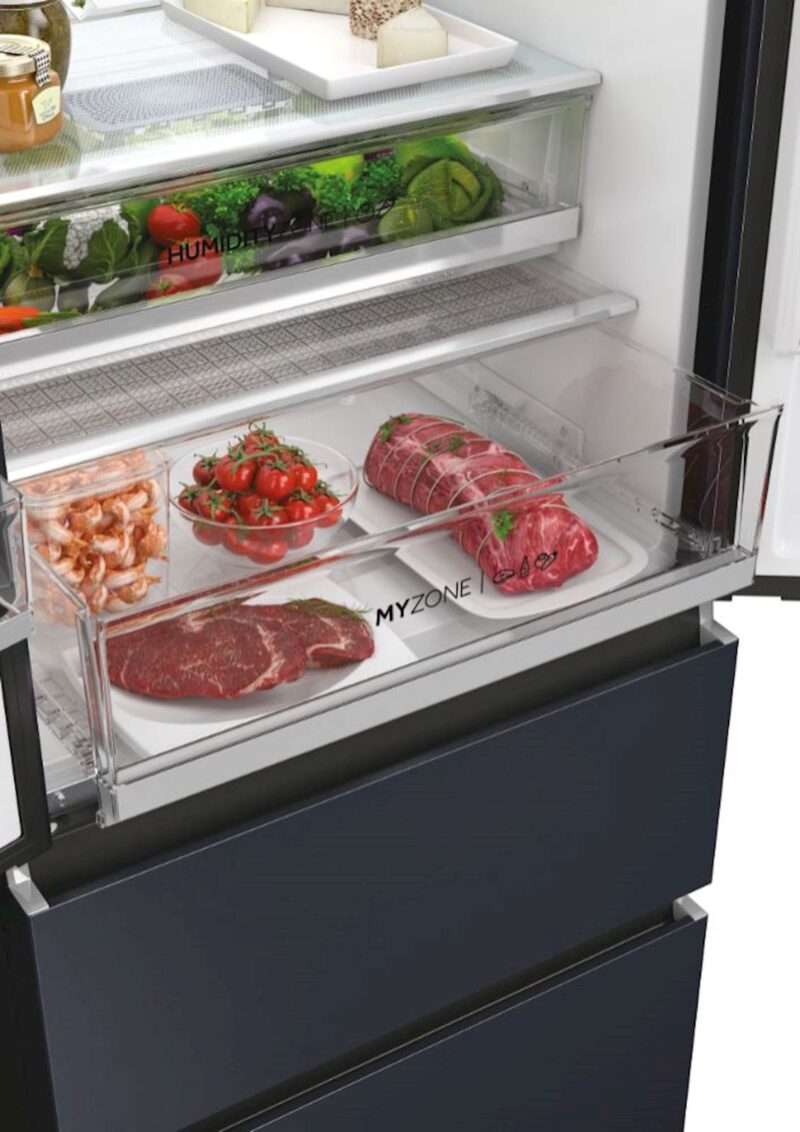 Hladilnik HAIER HFW7720ENMB, 200,6 cm, E, 477 l, French Door, iconic črna