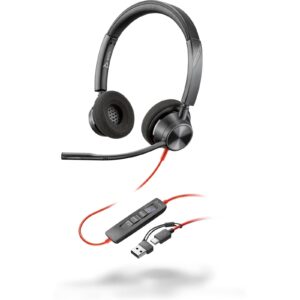 Stereo slušalke Poly Blackwire 3320 USB-C s potrdilom Microsoft Teams + adapter USB-C/A
